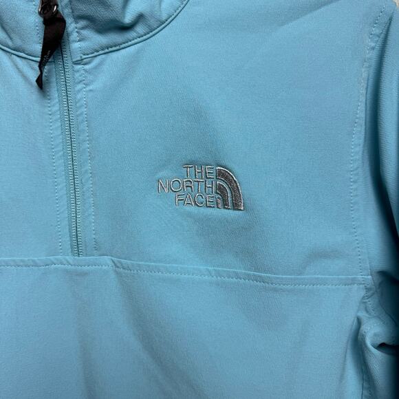The North Face Apex Jacket 1/4 Zip Pullover Womens Small Light Blue Soft Shell - Picture 15 of 16